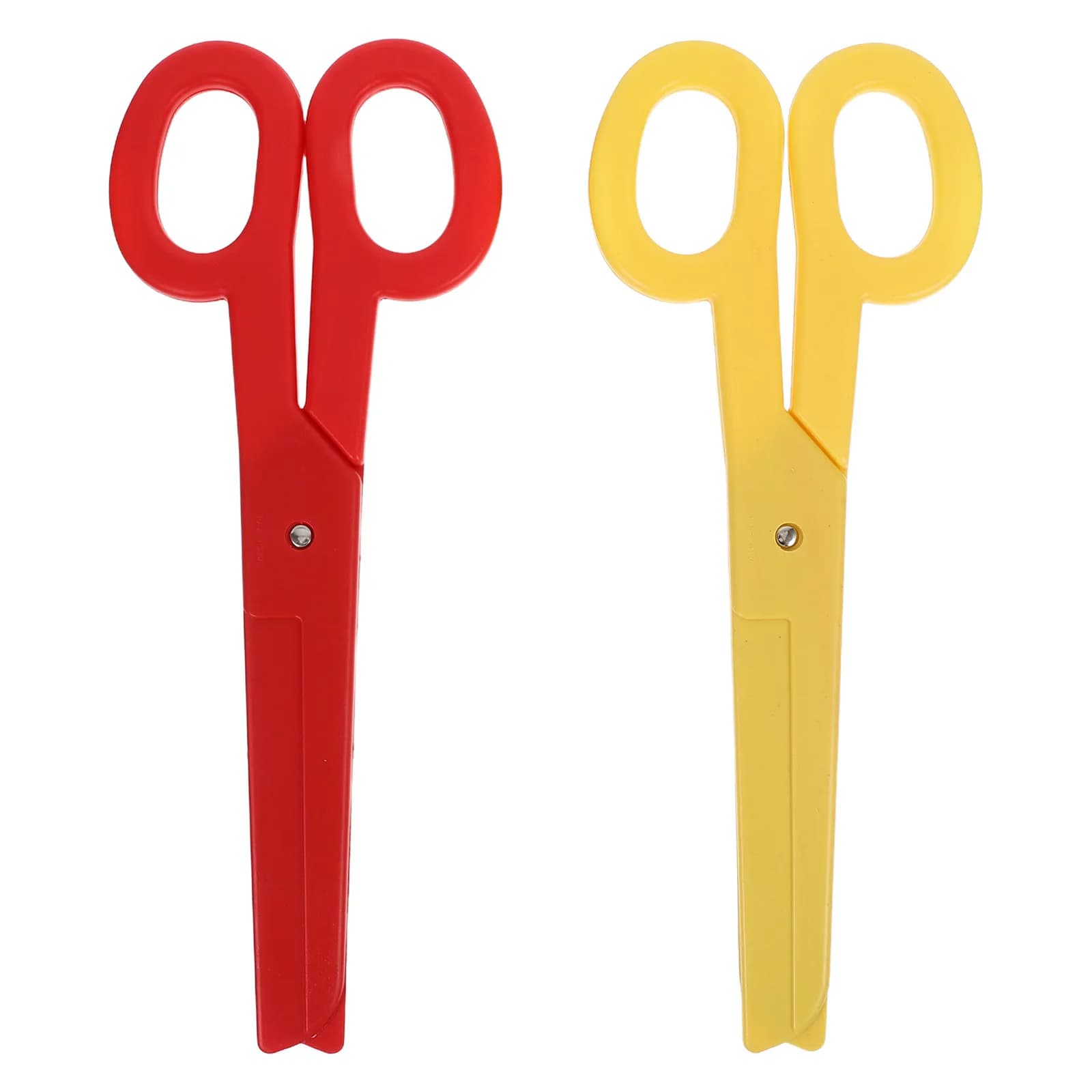 2 Pezzi Forbici Giganti da Clown, Finte in Plastica, Grandi, Rosse e Gialle, Accessorio per Spettacoli Teatrali, Oggetto Scenico per Taglio Nastro