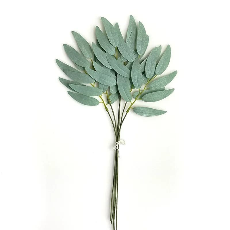10PCS Artificial Eucalyptus Leaf Stems,White Seeds Greenery Plant Eucalyptus Leaves Fake Green Branches,Home Garden Decorations