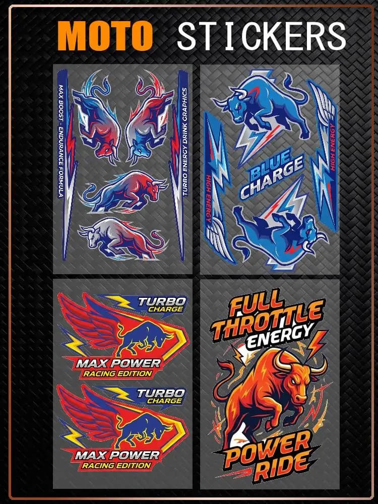 BULL ENERGY DRINK Adesivo riflettente impermeabile antigraffio, decorazione universale per auto, moto, casco, frigorifero