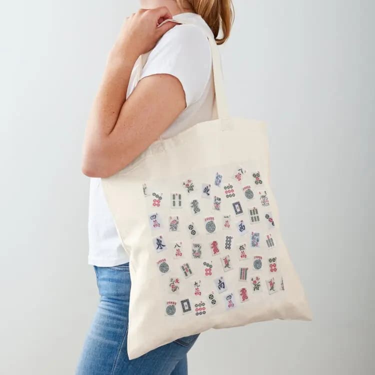 Borsa tote con design a mattonelle del gioco Mahjong, borsa a mano, borse tote da uomo, borsa per la spesa da donna, borsa da donna