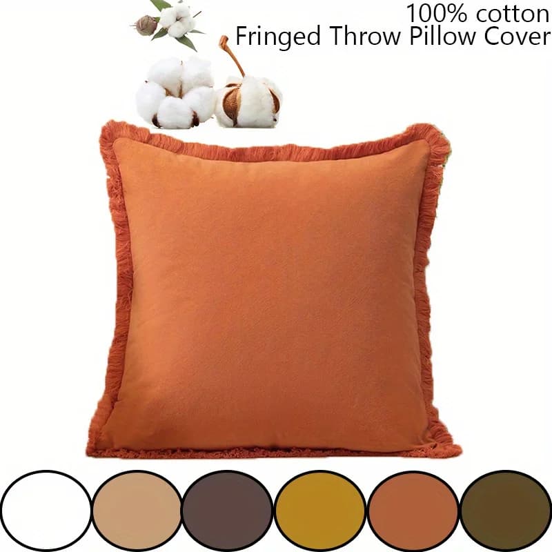 1pc Fodera per cuscino con frange in cotone 100% - Fodere per cuscini Boho morbide e accoglienti con nappa per divano Divano in fattoria Decorazioni naturali Sq