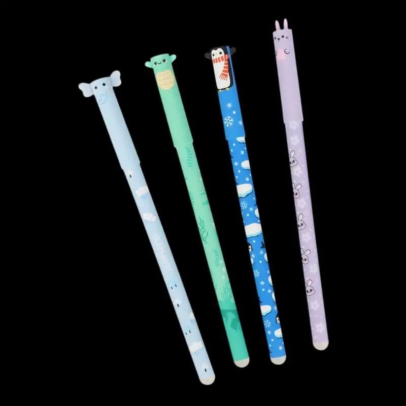 Penne gel cancellabili da 0,5 mm con animali dei cartoni animati, 8 colori, penne a sfera colorate, scrittura fluida, articoli di cancelleria per ufficio