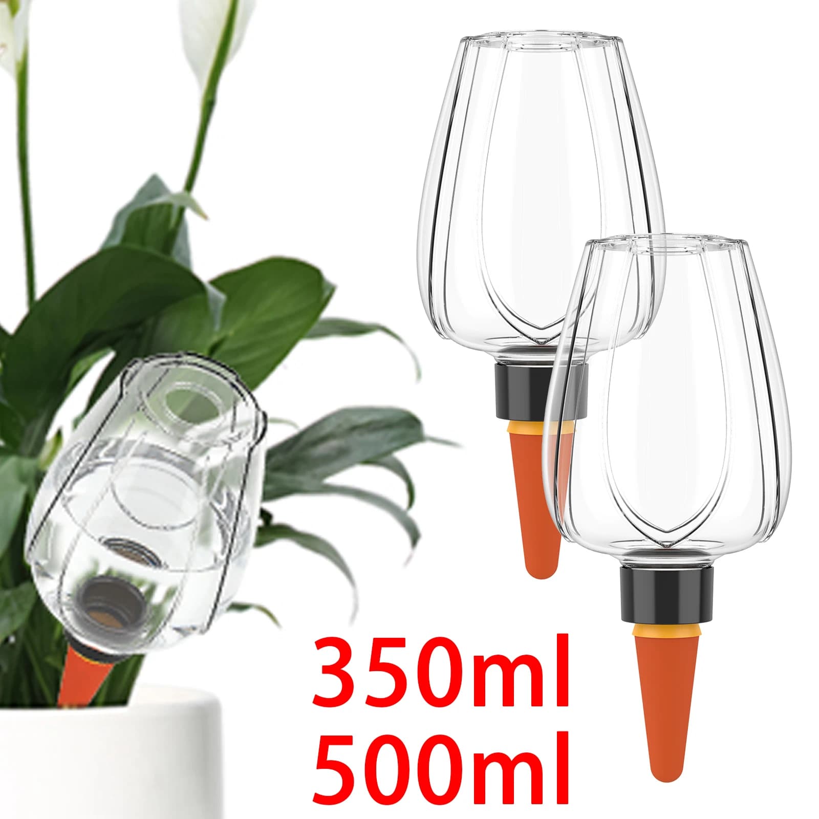4 Pieces Globo per Irrigazione Piante Trasparente, Inserto Auto-Irrigante a Rilascio Lento per Vasi di Giardino e Interni