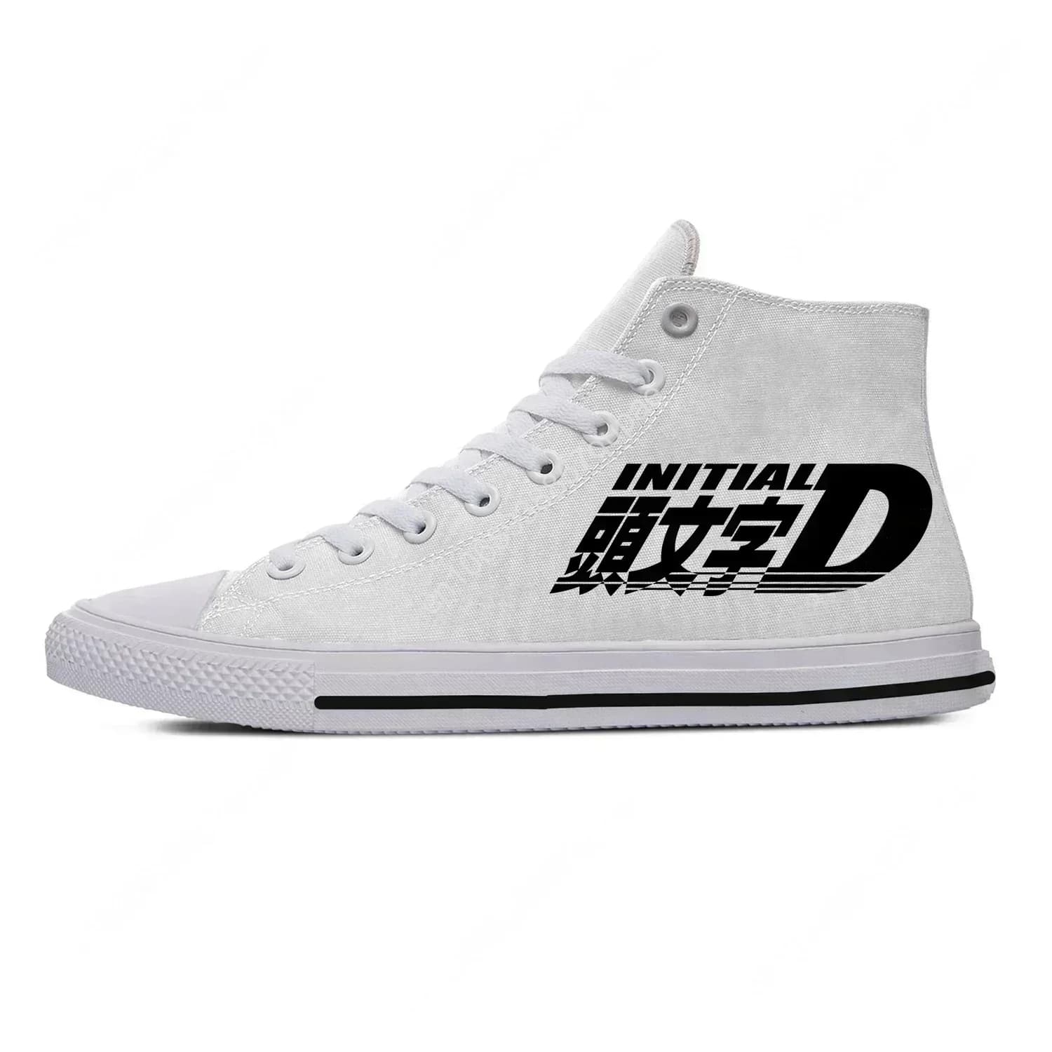 Japanese Anime Initial D High Top Sneakers High Quality Mens Womens Teenager Canvas Sneaker Casual Couple Shoes Custom Shoe