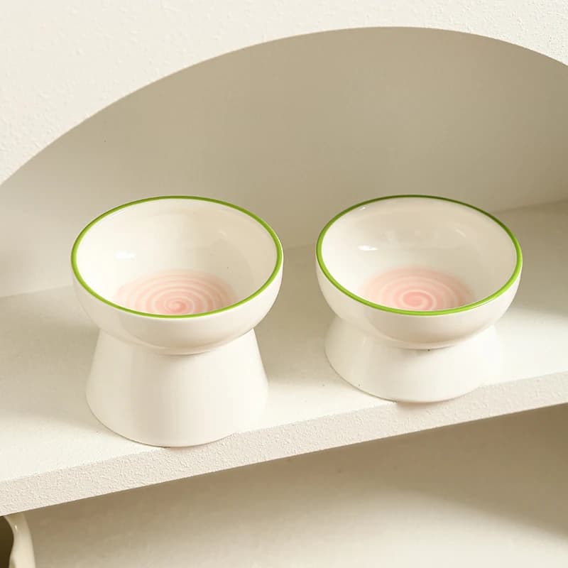 Ciotola in Ceramica Anti-Ribaltamento per Cani, Ciotola per Acqua e Cibo con Bordo Inclinato di Grande Diametro, Accessori per Animali Domestici