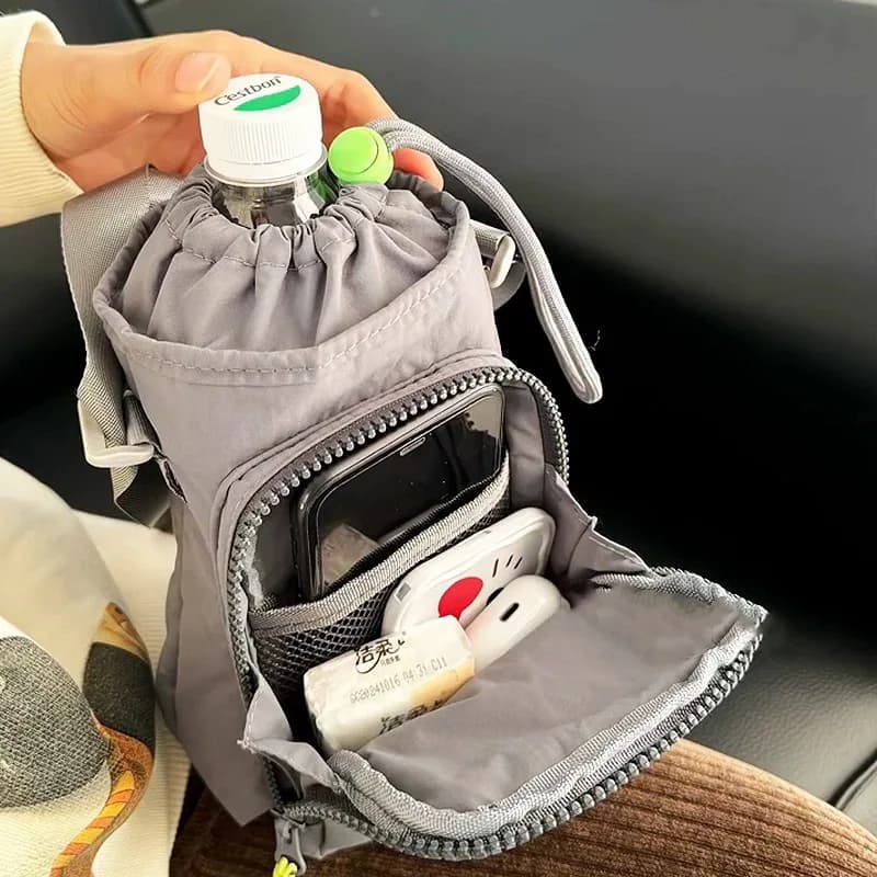 Copri bottiglia d'acqua sportiva da corsa portatile con tracolla Borsa per telefono con manica a tazza Accessori da campeggio all'aperto Borsa per bottiglia d'acqua da palestra
