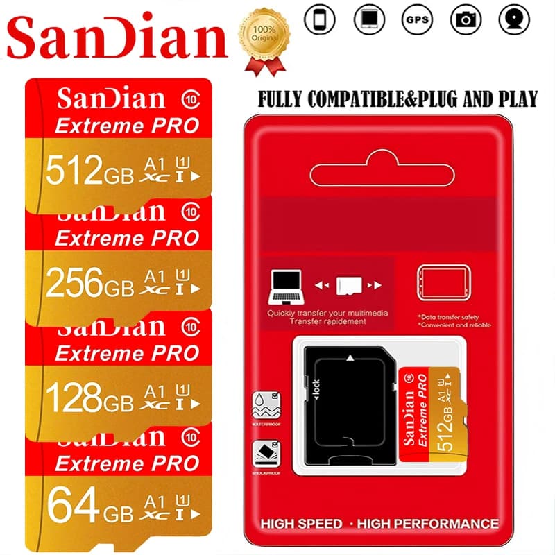 Ultra HD TF Cards SD Cards Memory Card Micro TF SD Card 128GB 64GB 32GB 256GB Waterproof A2 for Camera Laptop Phone PC