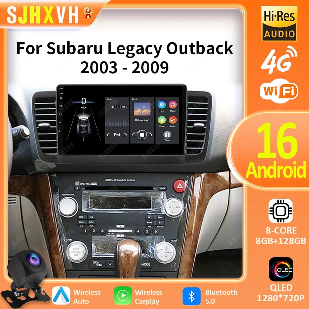 Android 16 Car Radio for Subaru Outback 3 Legacy 4 2003-2009 Multimedia Stereo Intelligent GPS Navigation Wireless Carplay DSP