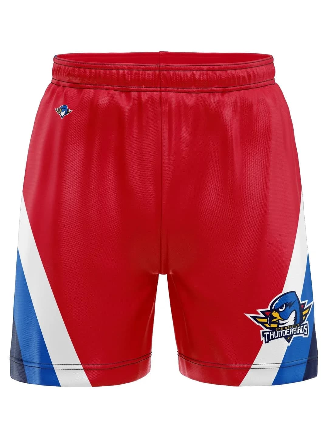 Retro Thunderbirds Ice Hockey Shorts Men Red White Blue Diagonal Stripes Elastic Waist Training Fan Summer Casual Sport Shorts