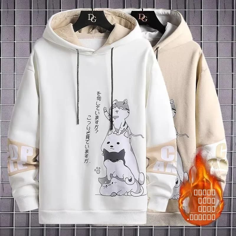 Cartoon Hoodie Sweatshirt Men's Loose Trendy Autumn Spring Base Shirt Youth Popular Casual Thickened Print No Iron Treatment