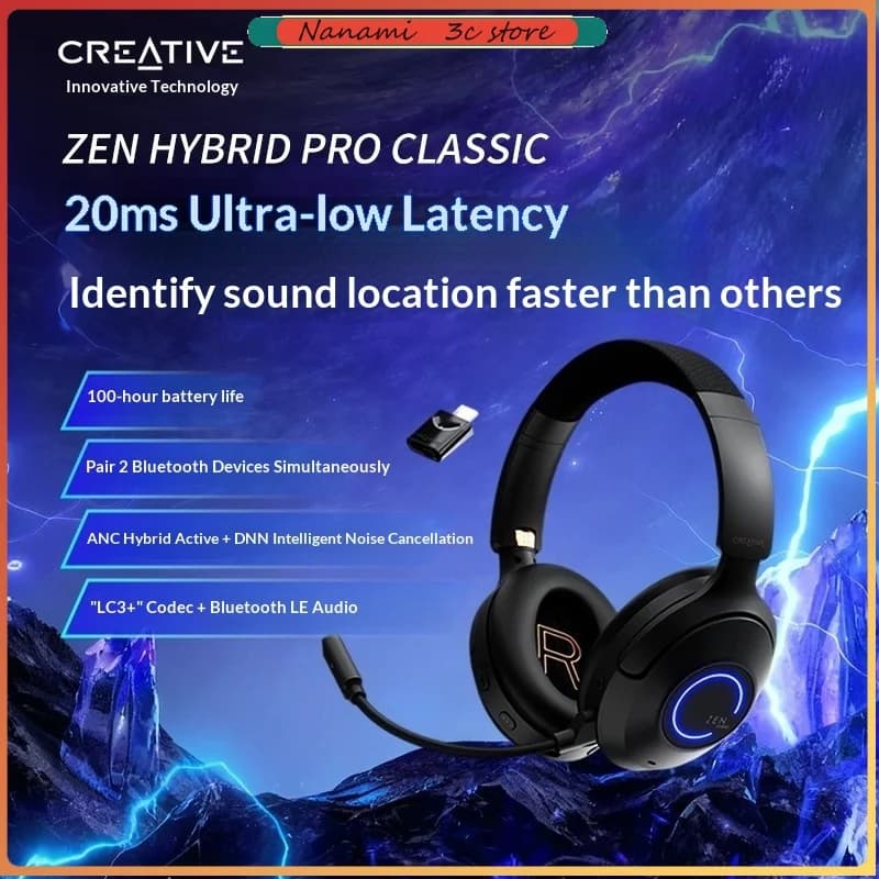 Classic Zen Hybrid Pro creative FPS over-ear earphones Ultra-low latency multi-point Bluetooth headset for games