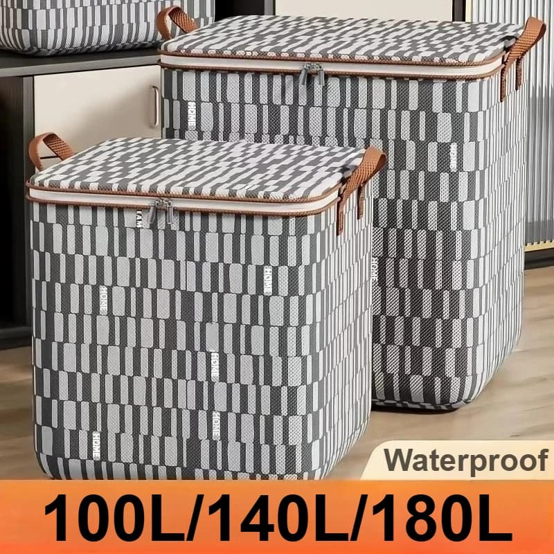 Large Capacity Clothes Storage Bag Waterproof Foldable Organizer Box with Handle Dustproof Storage Container for Home Moving