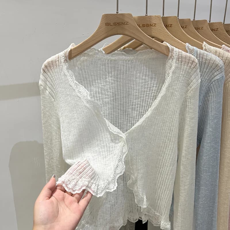 Cardigan Estivo Leggero in Seta Ghiaccio con Scollo a V Bianco, Protezione Solare, Coprispalle da Donna per Aria Condizionata