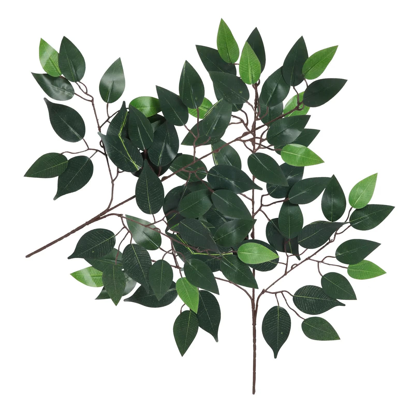 2Pcs Artificial Banyan Leaves High Realism Faux Greenery Stems Decorative Plants for Home Office Wedding Garden Table Decor