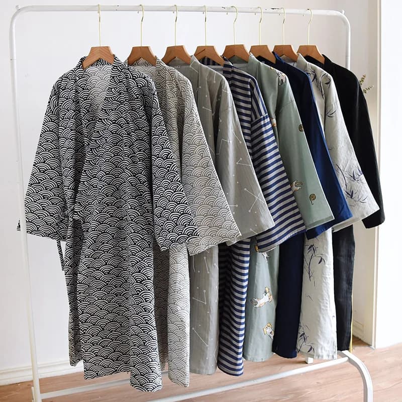 Accappatoio in garza di puro cotone giapponese da uomo Kimono di grandi dimensioni Camicia da notte Pigiama sottile Yukata Abito primaverile caldo