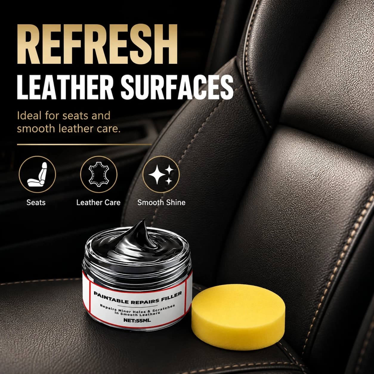 Car Interior Gloss Restoration Wax - Plastic Parts Refurbishment, Repair of Yellowed Black Car Body - Effectively Removes Scratc