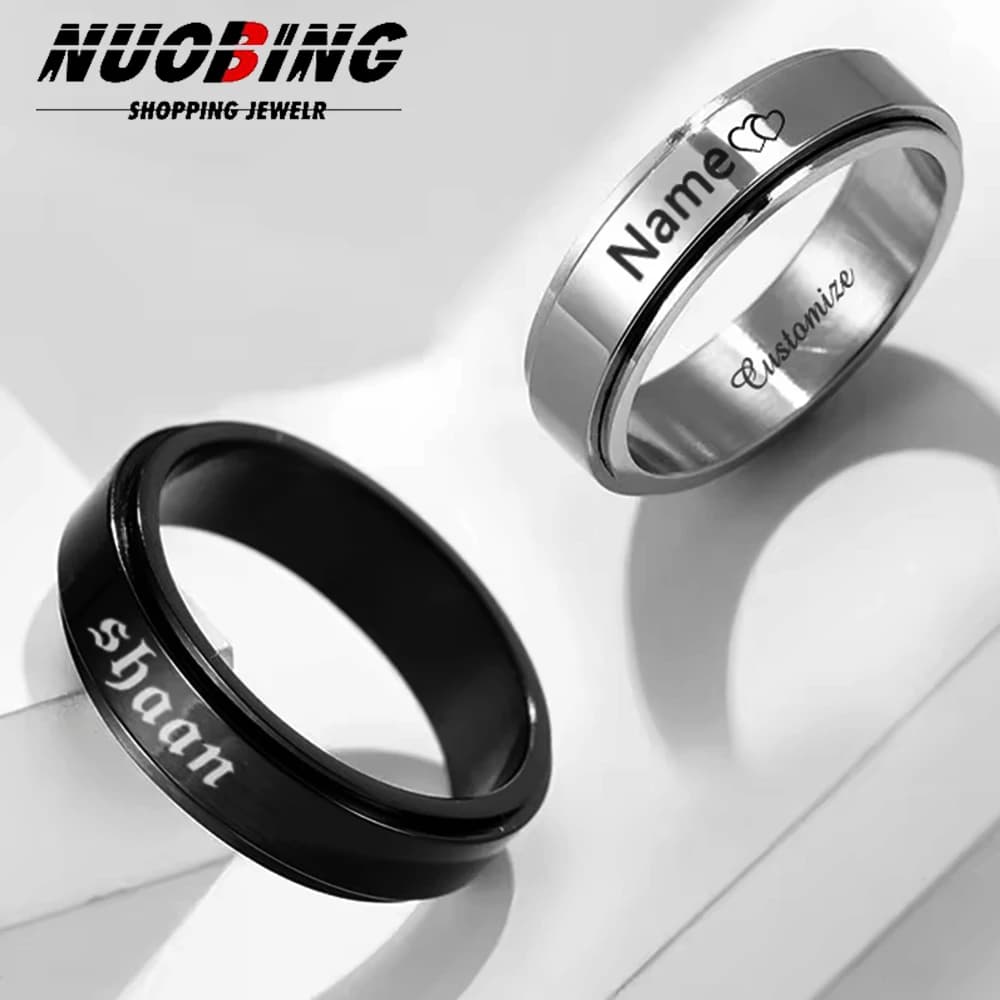 Personalizzazione personalizzata Antistress Ansia Fidget Spinner Amanti Rotanti Fede nuziale in acciaio inossidabile Gioielli con nocche