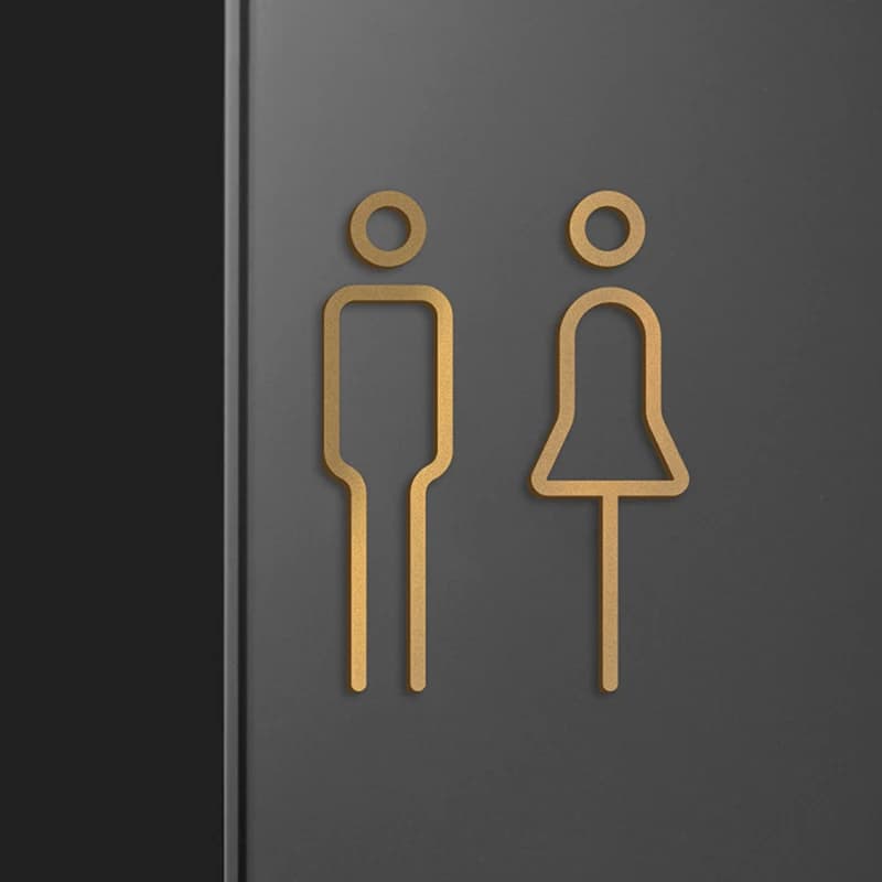 Ali-HMA73-Piastra per cartello per WC color oro nero, etichetta adesiva per porta del lavandino in ottone, supporto per WC, cartello per segnaletica