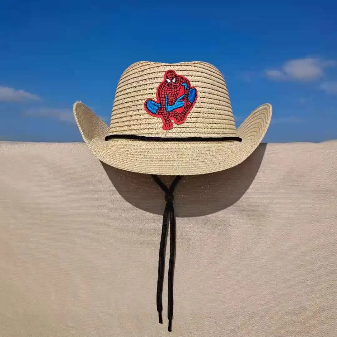 Cappello a Cilindro per Bambini a Tema Anime e Film Spider-Man, Cappello di Paglia Stile Britannico, Cappello da Cowboy Casual, Cappello da Sole, Cappello Protettivo Solare, Cappello da Spiaggia