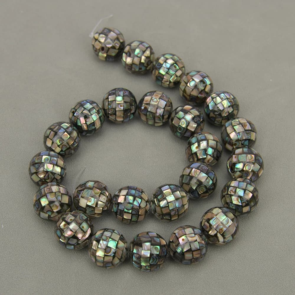 APDGG 16mm Natural Green Abalone Shell Round Round Beads 15.5 ''Strand for Pearl Necklace Creation of DIY Jewelry