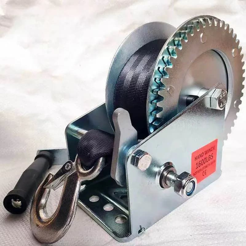 Hand Cranked Winch Portable Boat Trailer Winch Heavy Duty Rope Crank 32 Ft High-strength Polyester Strap Trailer Accessories