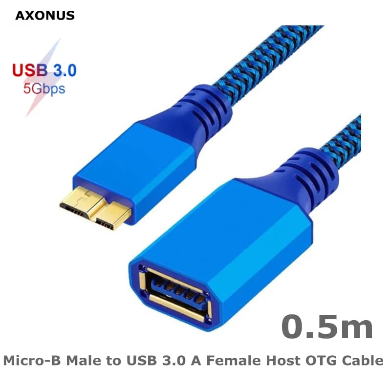 Convertitore USB 3.0 da Femmina a Micro B Maschio, Cavo per Trasferimento Dati per Disco Rigido, SSD Esterno, Tablet, Telefono, Laptop