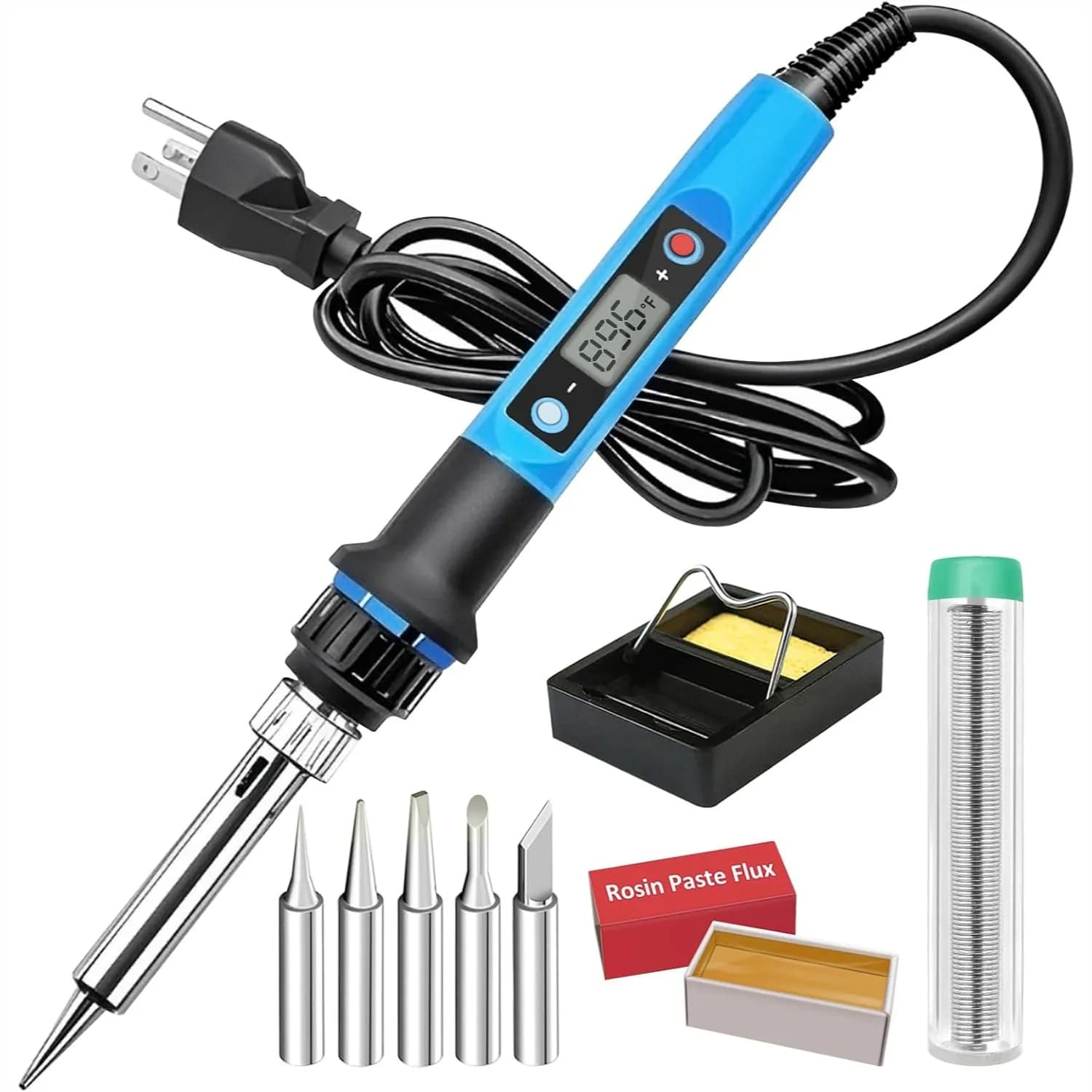 Kit Saldatore, 80W 110V Riscaldamento Rapido in 10s, Pistola Saldante Digitale LCD a Temperatura Regolabile per Elettronica