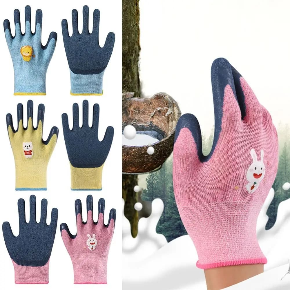 Guanti da lavoro multiuso durevoli per bambini 13 aghi Guanti protettivi per animali dei cartoni animati Guanti da giardinaggio antiscivolo di sicurezza Diserbo