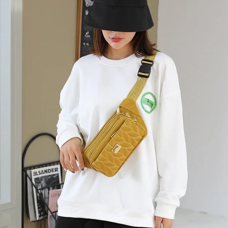 Women Waterproof Nylon Waist Pack Hip Bum Belt Bags Light Weight Money Phone Pouch Pochetes Mulheres Golden Fanny Packs