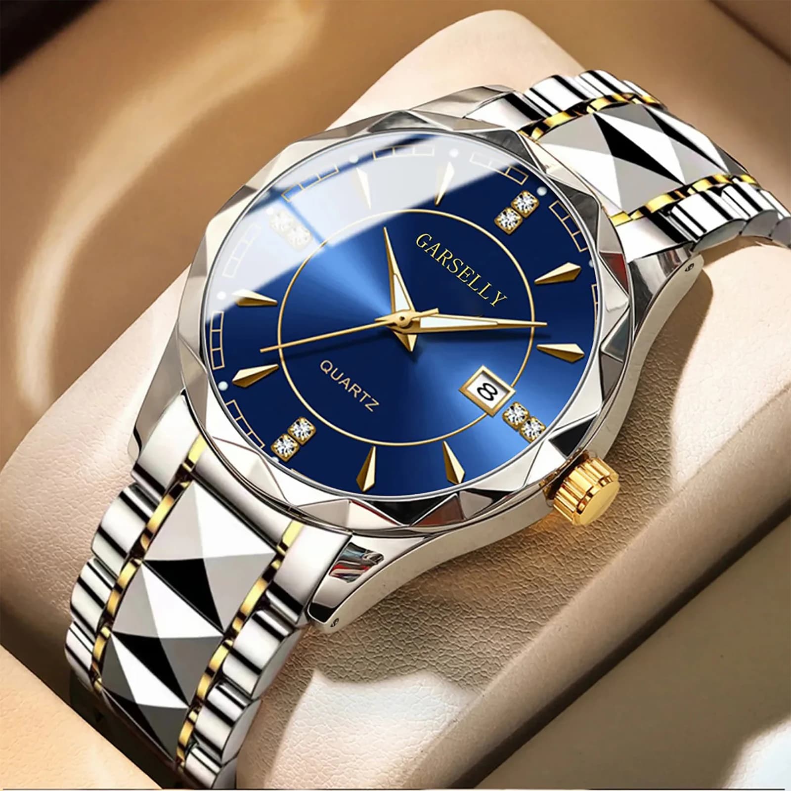 GARSELLY Orologio da polso da uomo di lusso da lavoro Data settimana Orologio da uomo luminoso impermeabile Orologi al quarzo moda in acciaio inossidabile per uomo