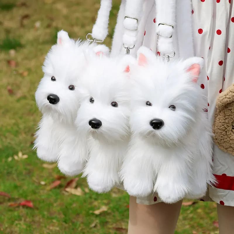 Simpatico cucciolo peloso Borsa a tracolla Morbida simulazione 3D Borsa a tracolla per cani Borsa soffice Borsa con cerniera Donna Ragazza Bambino Regalo di compleanno