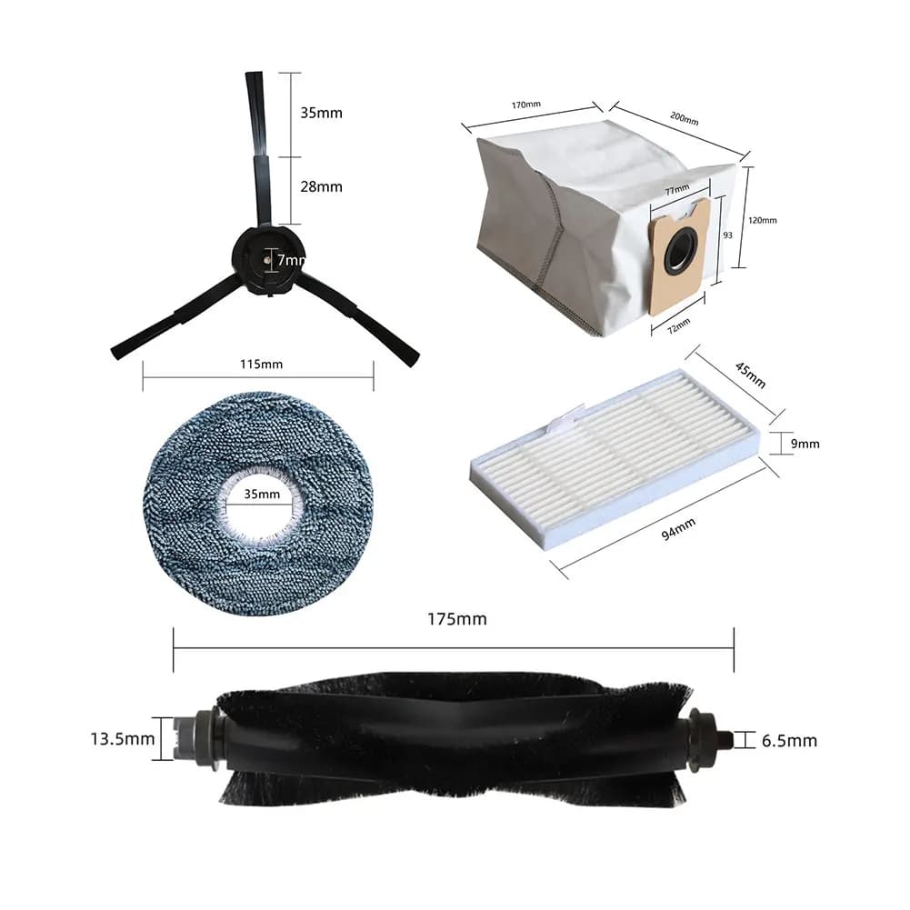 Kit di Ricambi per Robot Aspirapolvere Eufy Omni-C20, 36 Pezzi: Spazzola Principale, Spazzole Laterali, Filtro HEPA, Sacchetto Raccoglipolvere, Set di Accessori Sostitutivi