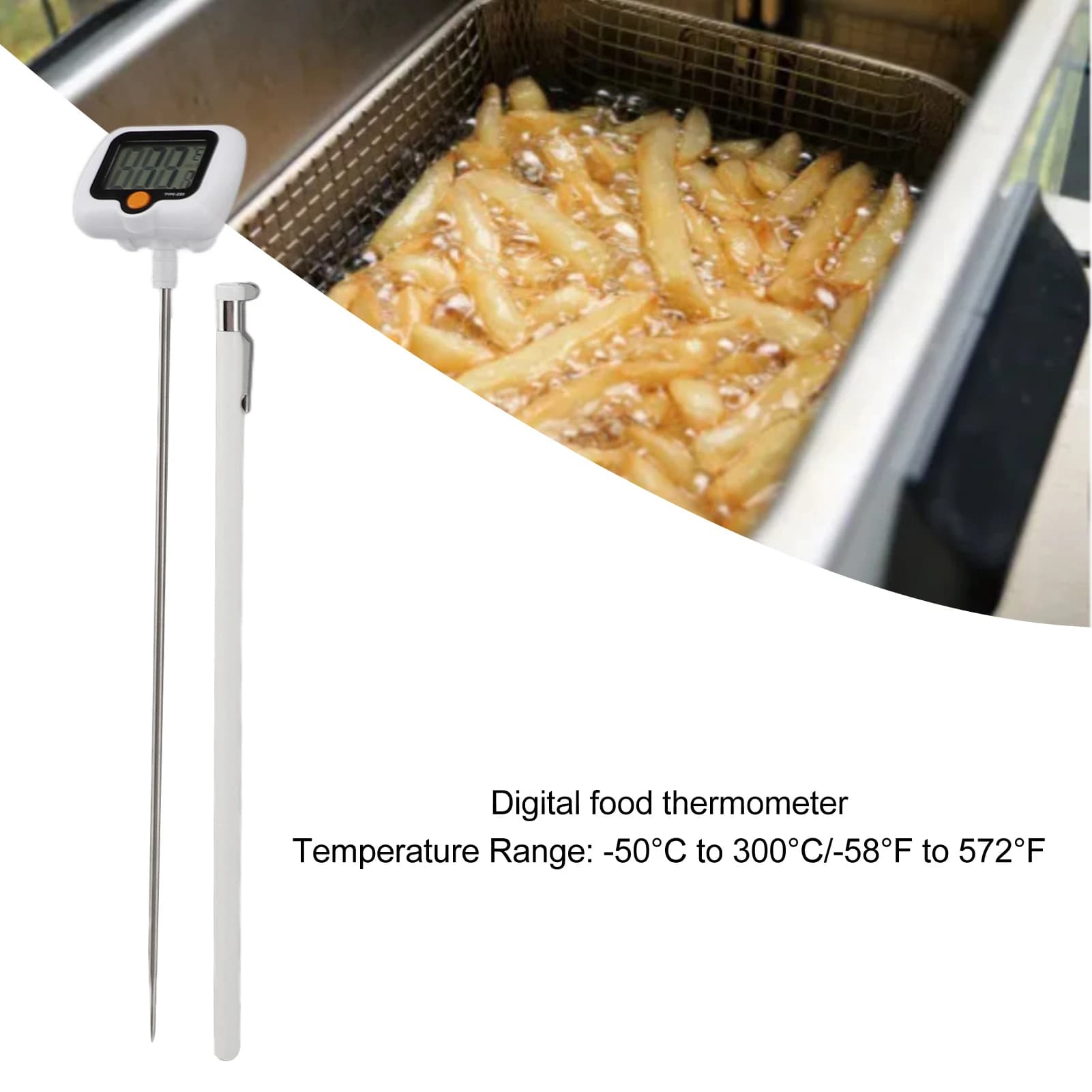 Thermometer for chips 180 degree rotating round high precision Automatic shutdown Digital thermometer for candies with pot clip for grilling