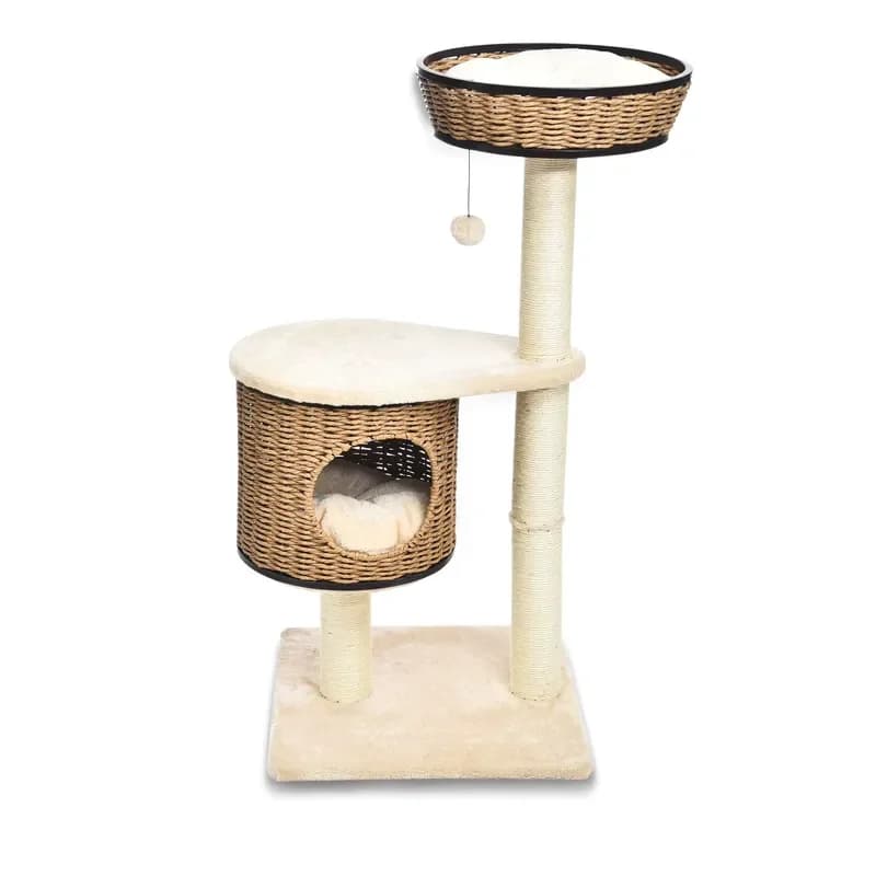 New Paper Rope Natural Rattan Bowl Shaped Perch Cat Tree Furniture Scratcher