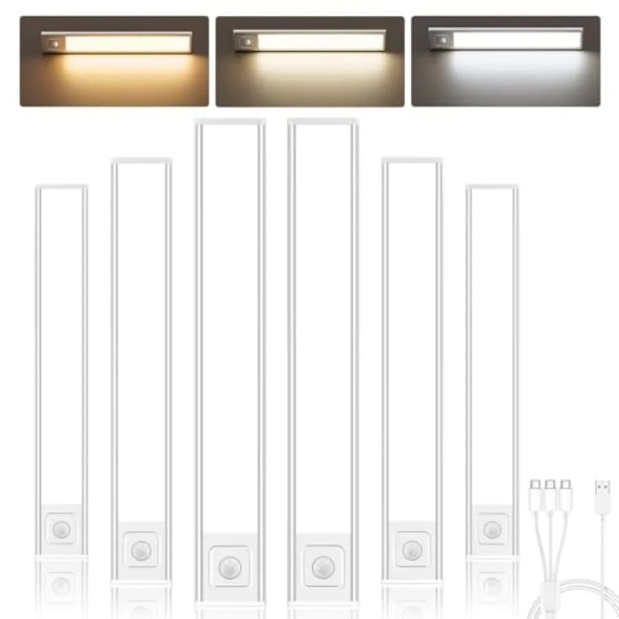 Luce Sottopensile Ricaricabile USB-C da 000mAh, con Sensore di Movimento, 3 Colori e Dimmerabile, Magnetica per Sottopensili