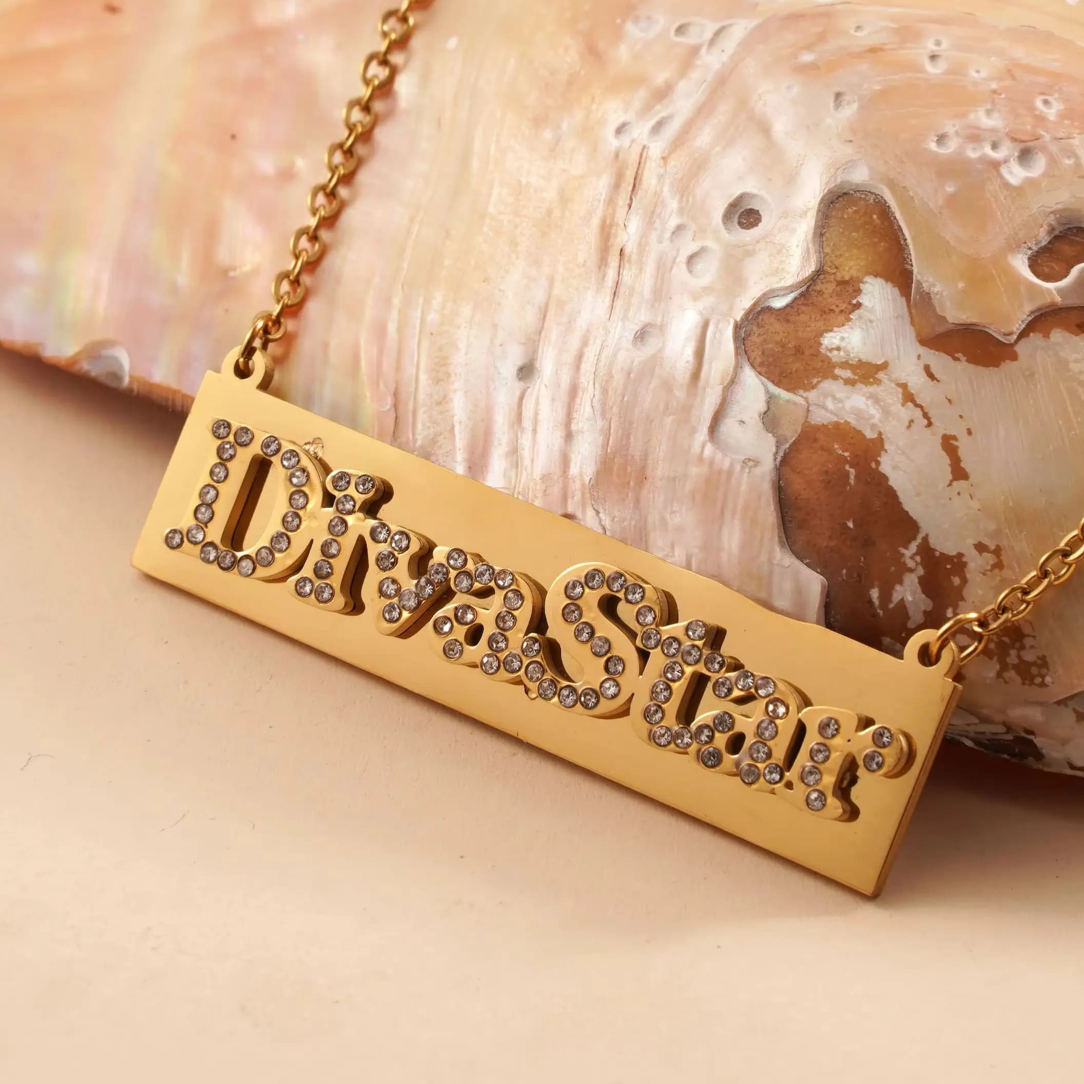 Collana con nome personalizzato in acciaio inossidabile con zirconi, ciondolo rettangolare con targhetta identificativa, regalo di nozze o compleanno.
