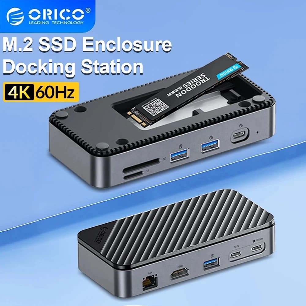HUB RICO tipo C da 10 Gbps con ventola di raffreddamento M.2 NVMe SATA SSD Custodia esterna 4K 60 Hz HDMI-Com RJ45 SD TF Docking station