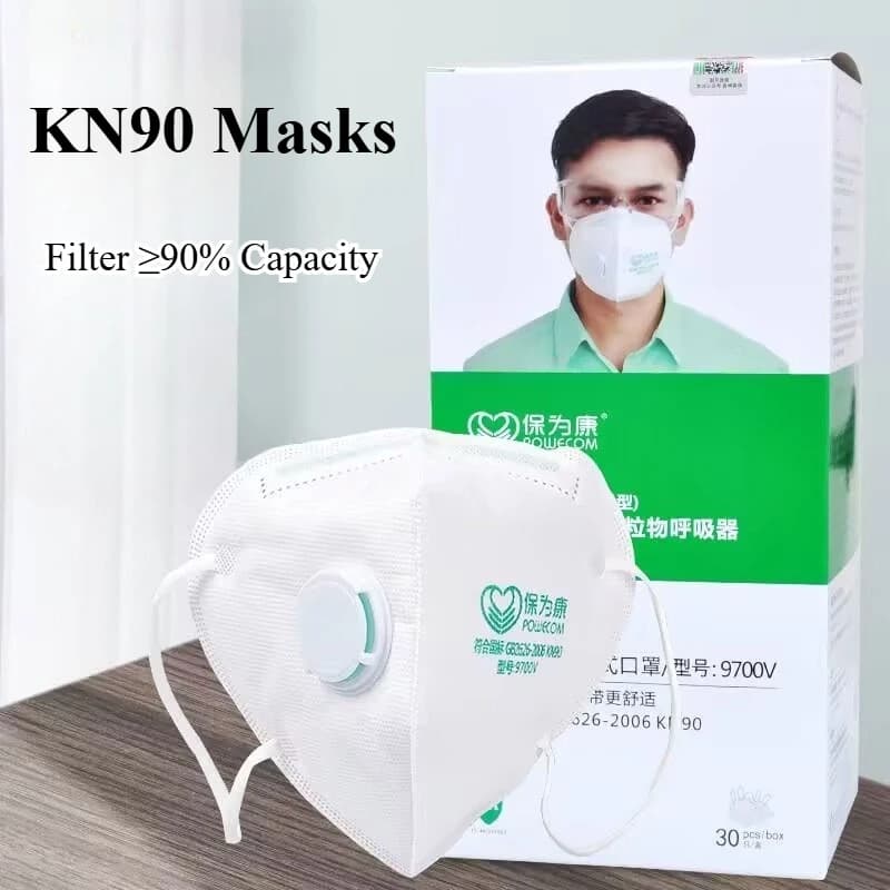 30/60/90pcs Cubreboca Breathable Valve Folding Mask KN90 Dustproof for Grinding and Renovation Work Face Mask Disposable Mask