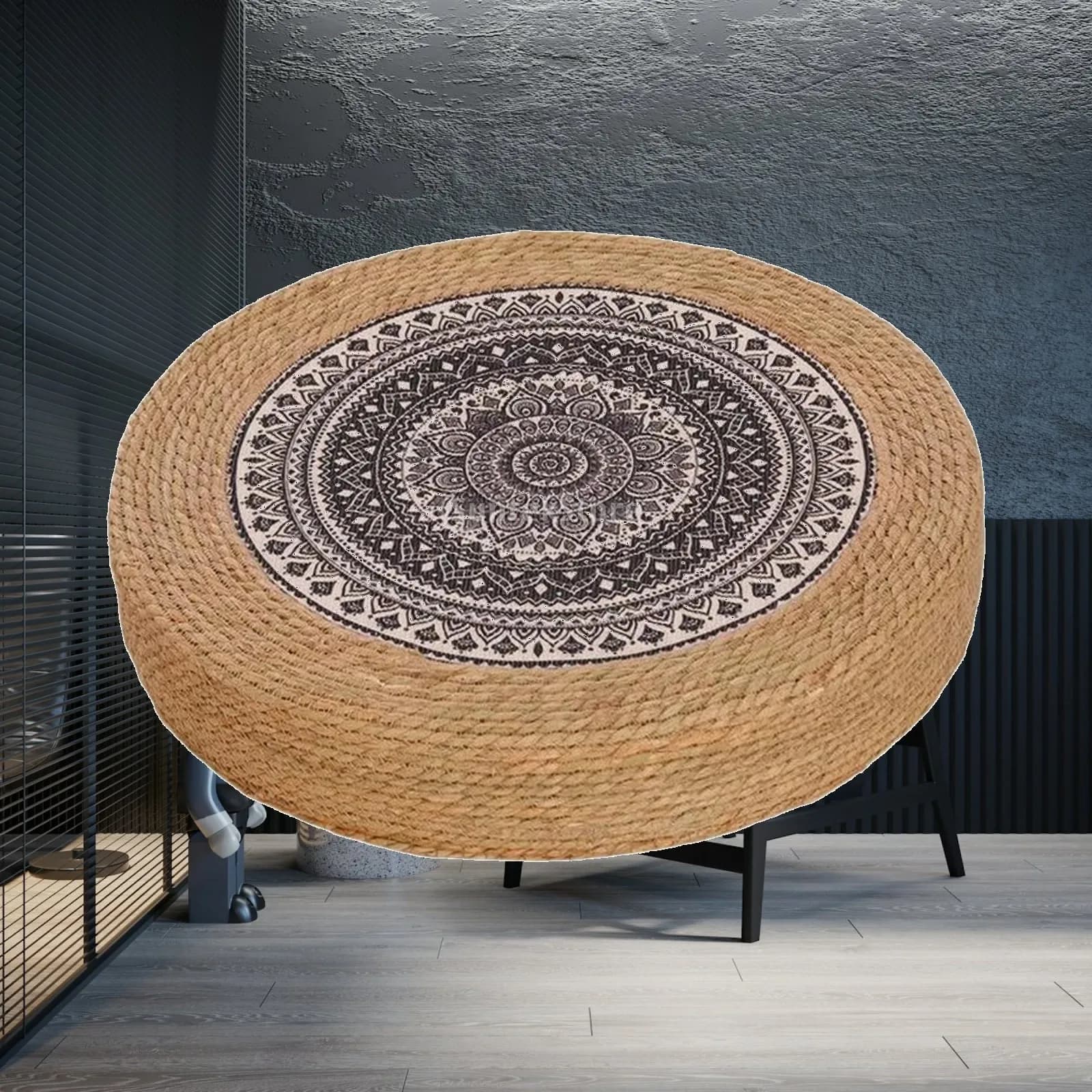 Straw Floor Cushion Comfortable Woven Floor Pouf Meditation Cushion Low-Height Stable for Tatami Room, Prayer