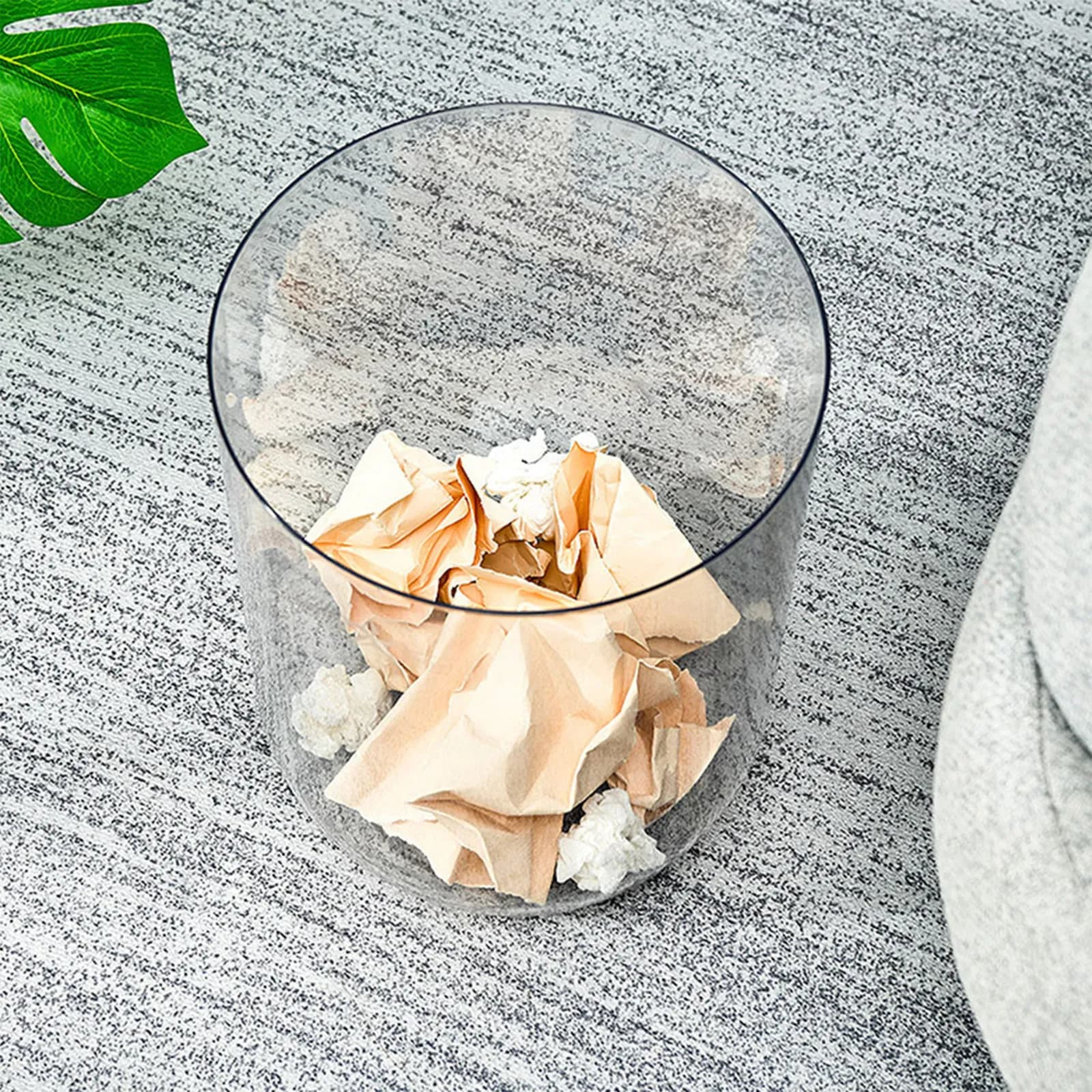 Transparent Trash Can Large Capacity Clear Garbage Bin Simple Style Home Waste Basket Multifunctional Convenient Trash Basket