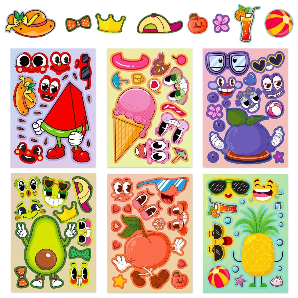 6 pezzi di frutta colorata estiva adesivi puzzle creativi per bambini per casco bicicletta conto a mano decalcomania BulingBulingStickers Store