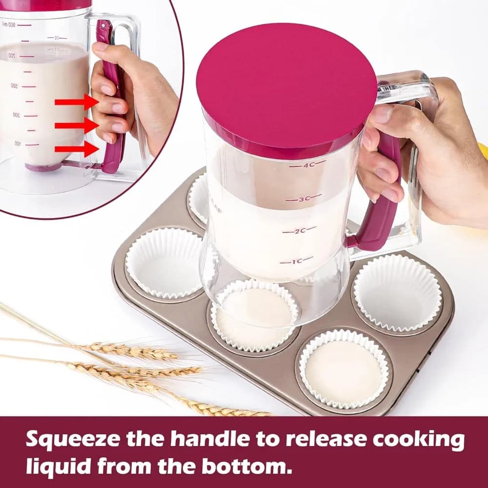 New 900ml Batter Dispensers Flour Paste Dispenser Kitchen Tool for Pancakes Cupcake Waffle Muffin Mix Crepe Cake Baking Supplie