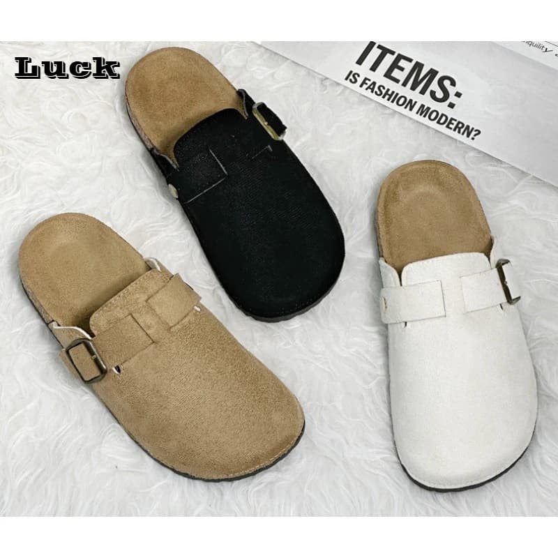 Ciabatte da esterno casual con punta chiusa per uomo e donna, sandali per adulti con tomaia in flanella, pantofole alla moda antiscivolo slip-on per tutte le stagioni