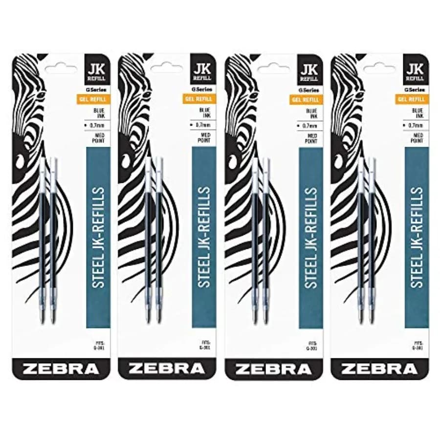 Refill for G-301 Gel Rollerball Pens, Med Point, Blue, 4 Pack, 2pcs each