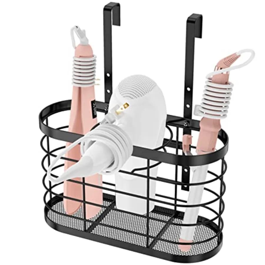 Organizzatore 3 in 1 per Strumenti per Capelli - Supporto Regolabile da Parete/Porta Armadio per Asciugacapelli e Piastra Sotto il Lavabo