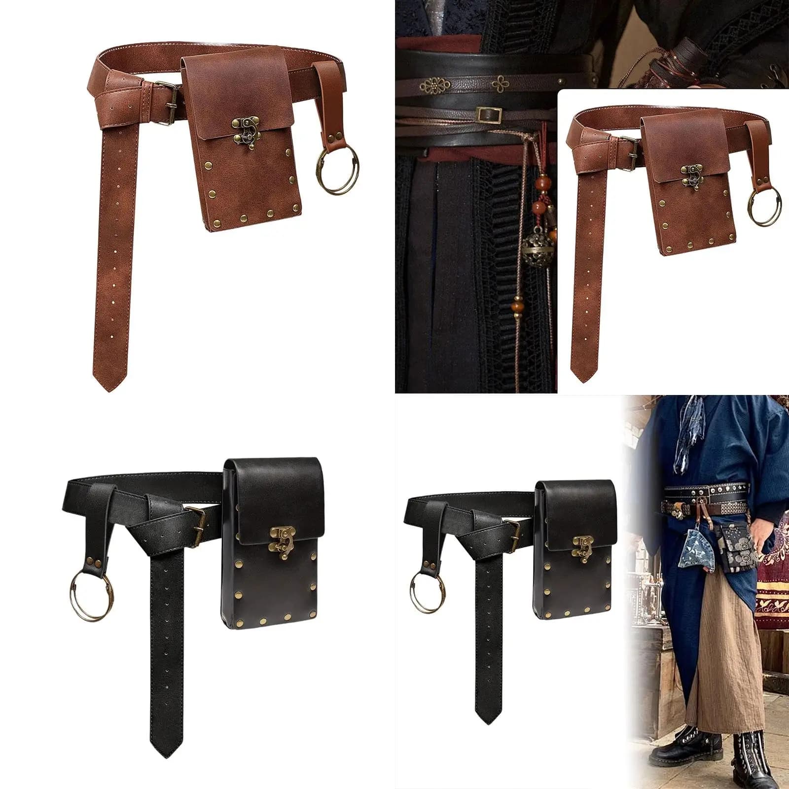 Marsupio da cintura Marsupio portatile unico Accessori rinascimentali Supporto per telefono Steampunk per spettacoli di festival di carnevale Halloween