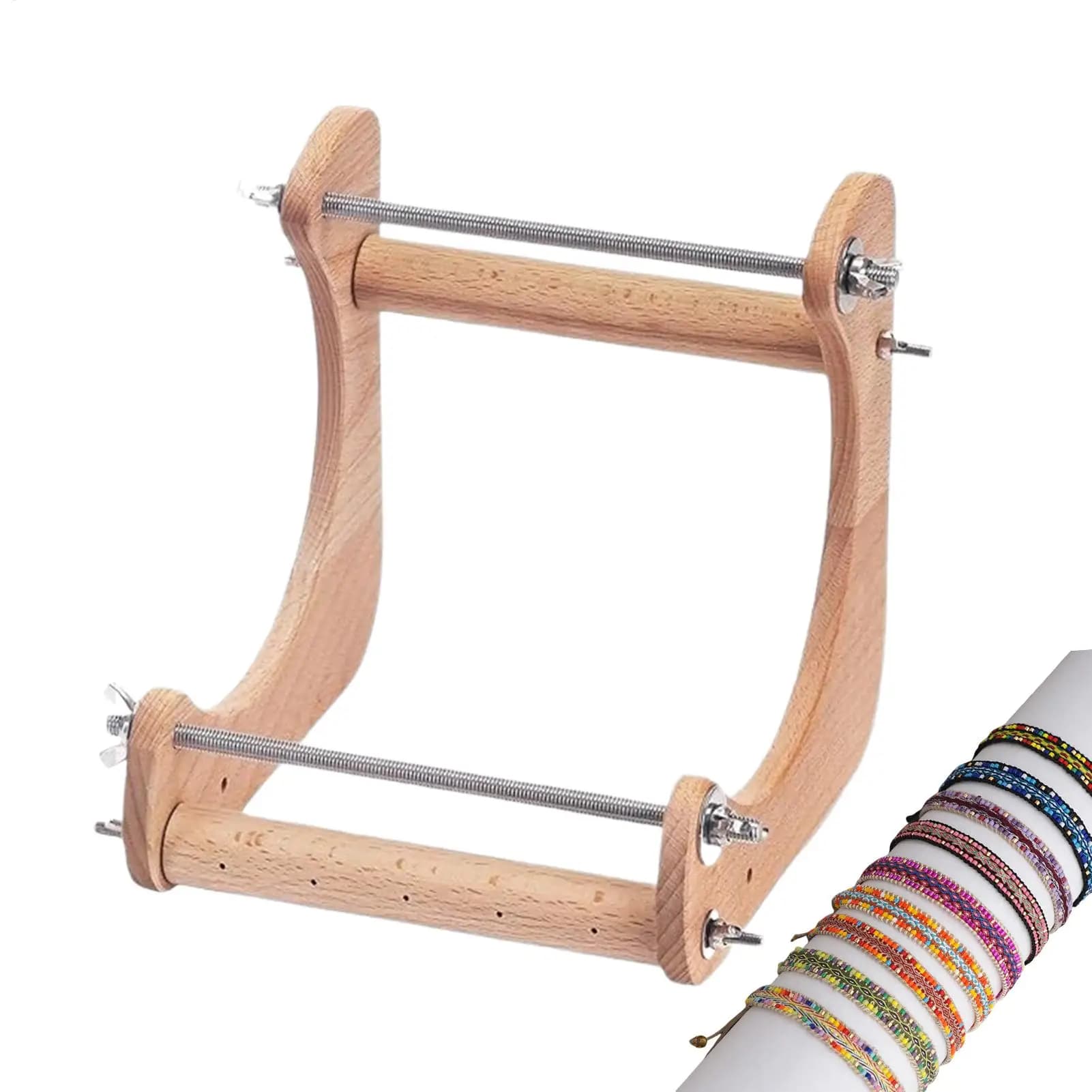 Wood Beading Loom Adjustable Vertical Beading Frame Bracelet Weaving Machine Handmade Beads Knitting Tool For Making necklaces