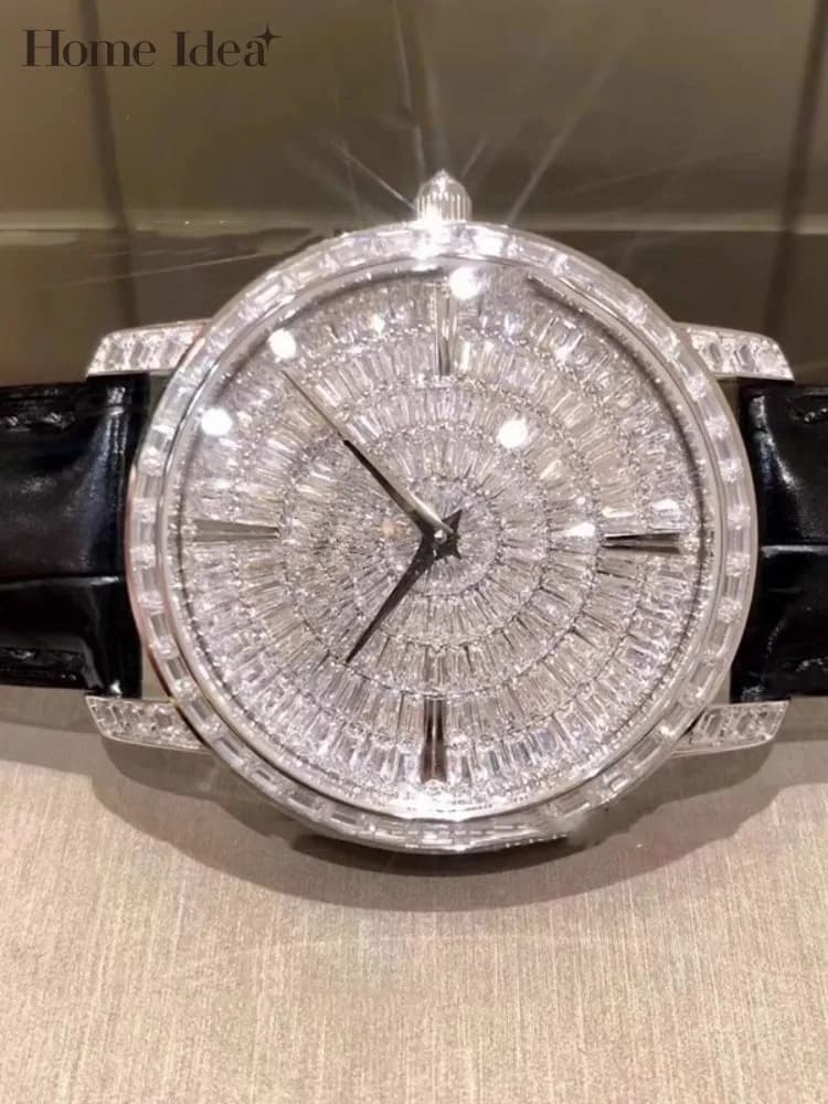 Luxury Diamonds Lovers Quartz Watch Women Fashion Casual Needle Buckle Leather Belt Women Wrist Watch