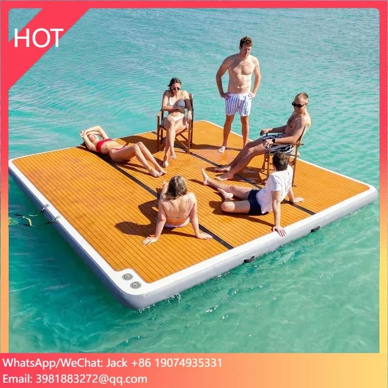 Inflatable VERDE for leisure Yacht Yoga Goccia Point Platform Bridge Duro PVC Water Pool Floating Mat with Staircase for Lake