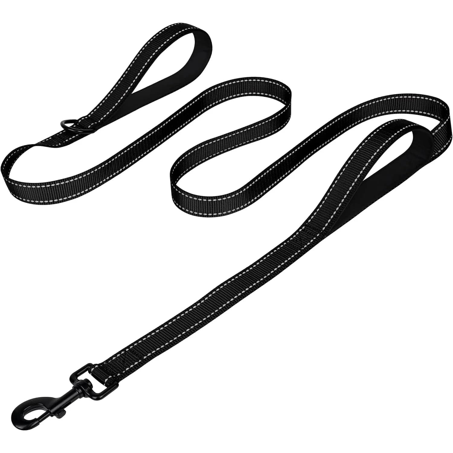 Guinzaglio per cani resistente a doppia maniglia con strisce riflettenti per la sicurezza notturna - Ideale per razze grandi e extra grandi - Perfetto per